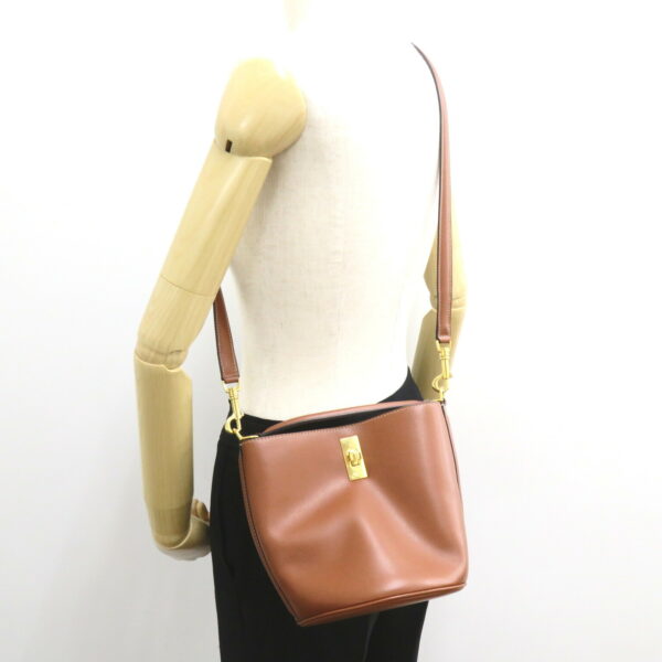 2118500044177 5 Celine Teen Bucket 16 Calf Leather 2Way Shoulder Bag Brown