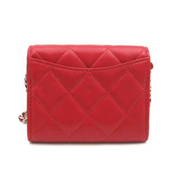 2118700049736 2 CHANEL Mini Chain Wallet Shoulder Bag Lambskin Red