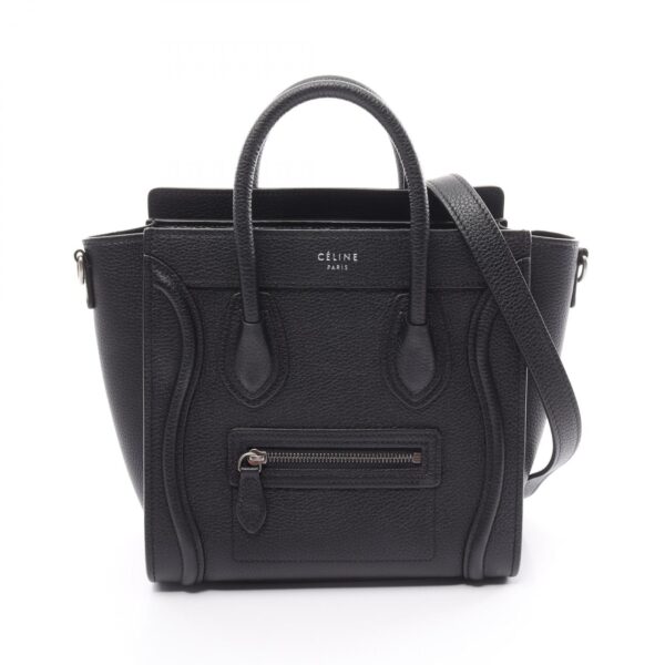 2118800109965 1 Celine Luggage Nano Leather Shopper Handbag Black