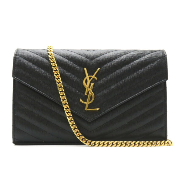 2119900008783 1 Yves Saint Laurent Cassandra Chain Wallet Shoulder Bag Black