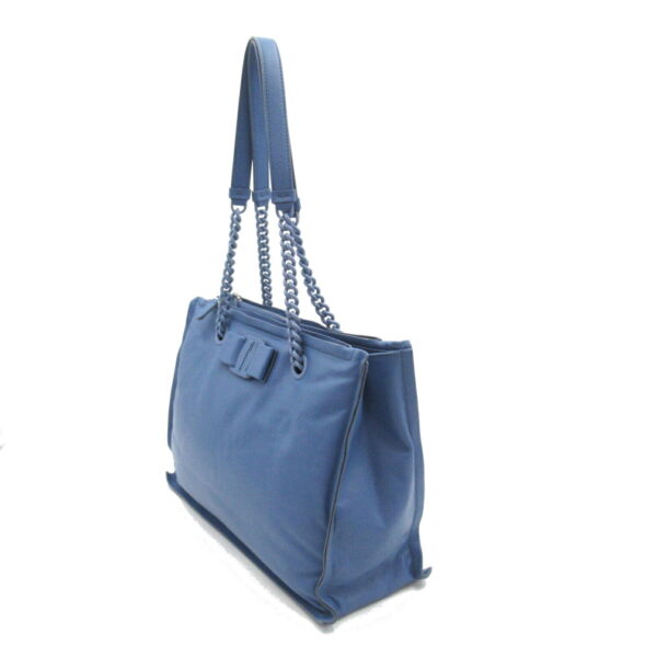 2120100001504 3 Salvatore Ferragamo Chain Leather Tote Bag Blue