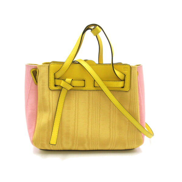 2120100003164 1 Loewe Lazo Mini Leather Satin 2Way Shoulder Bag Pink Yellow