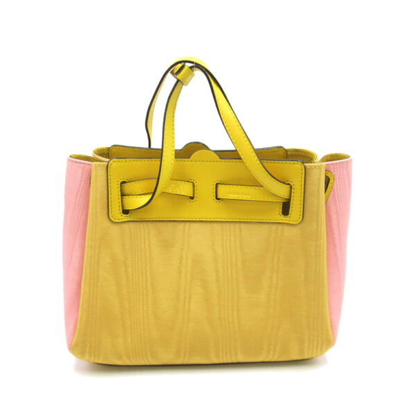 2120100003164 2 Loewe Lazo Mini Leather Satin 2Way Shoulder Bag Pink Yellow