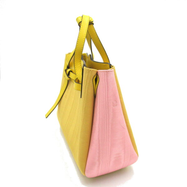 2120100003164 3 Loewe Lazo Mini Leather Satin 2Way Shoulder Bag Pink Yellow