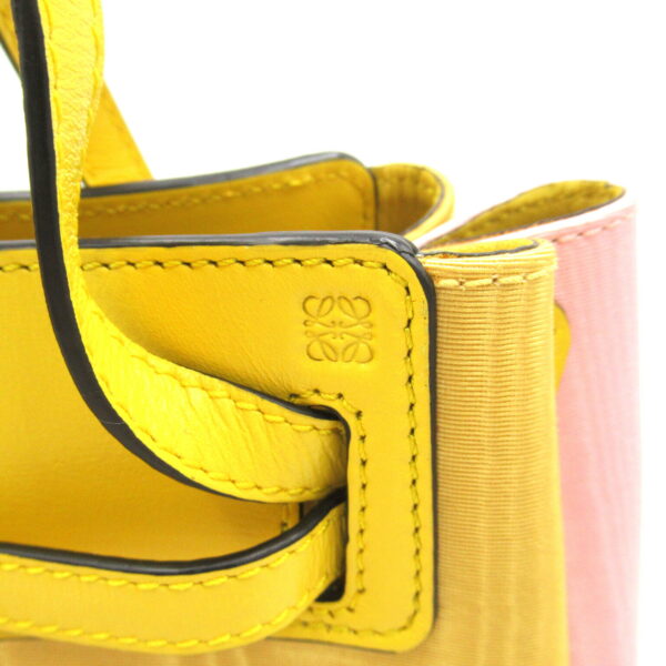 2120100003164 8 Loewe Lazo Mini Leather Satin 2Way Shoulder Bag Pink Yellow