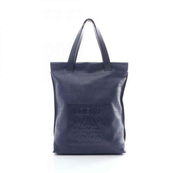 2120100004864 1 Loewe Linen Anagram Leather Tote Bag Navy