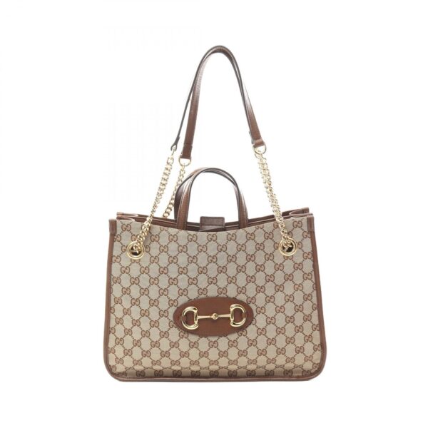 2120700030812 1 Gucci Horsebit Gg Tote Bag Beige Brown