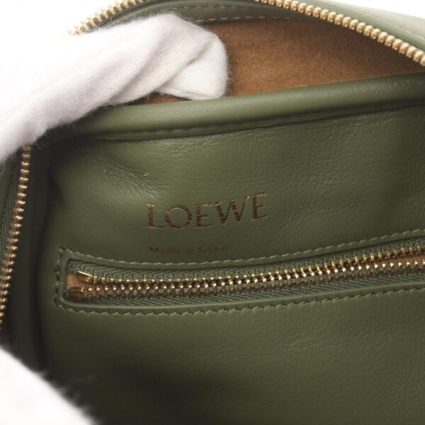 2120700058885 4 Loewe Amazona 19 Canvas Leather Handbag Green Beige