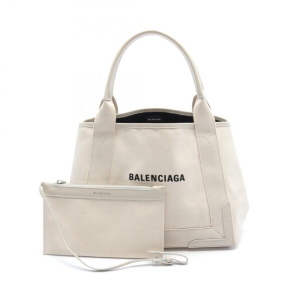 2120700078784 1 Balenciaga Blue Cabas S Tote Bag White