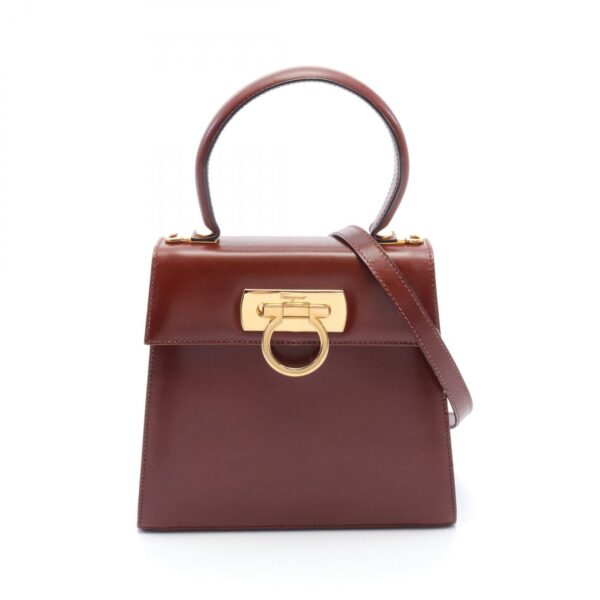 2120700130529 1 Salvatore Ferragamo Gancini Leather Handbag Brown