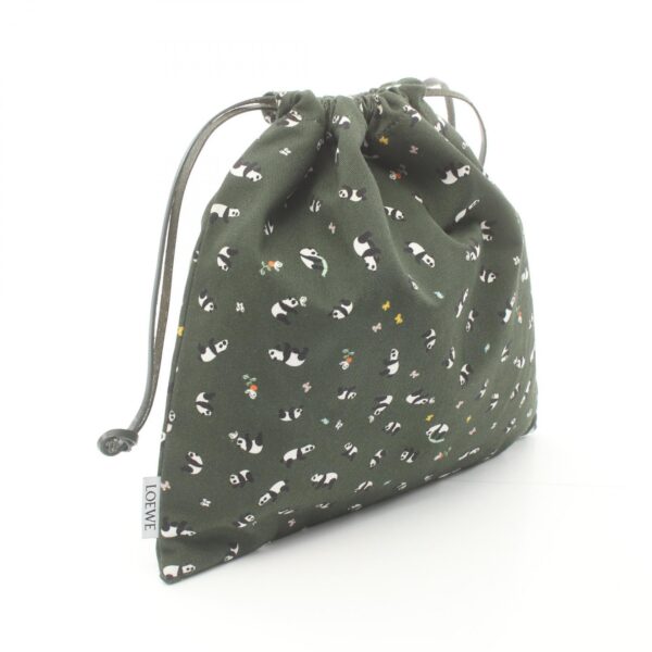 2120700132882 2 Loewe Suna Fujita Drawstring Panda Pouch Canvas Green Multicolor