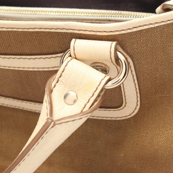 2120700135920 7 Celine Boogie Canvas Leather Handbag Khaki Ivory