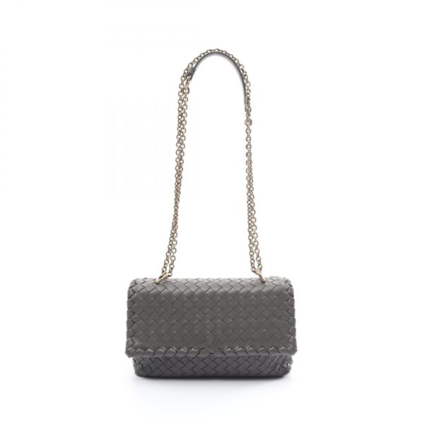 2120700136910 1 Bottega Veneta Small Olympia Leather Shoulder Bag Gray