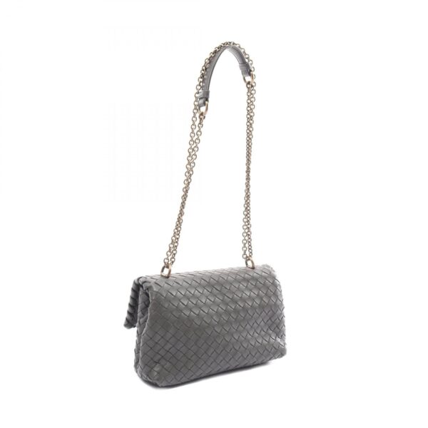 2120700136910 2 Bottega Veneta Small Olympia Leather Shoulder Bag Gray