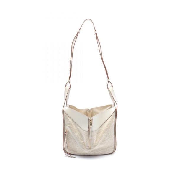 2120700138471 5 Loewe Hammock Small Leather Canvas Shoulder Bag Beige Ivory