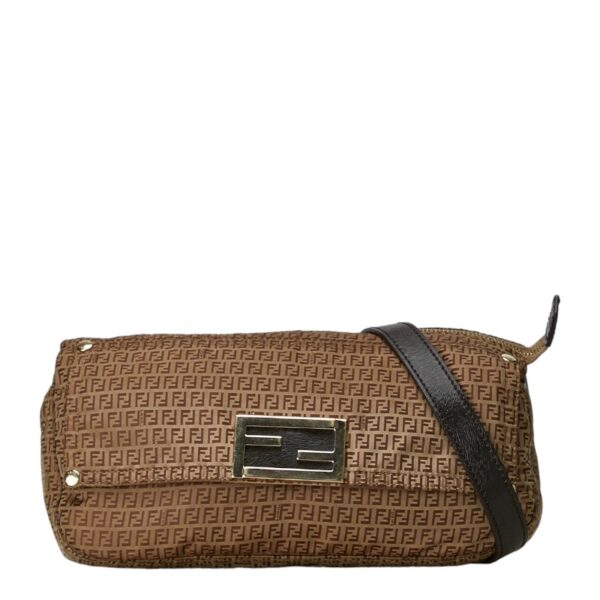 214 57623 1 Fendi Zucchino Nylon Shoulder Bag Brown