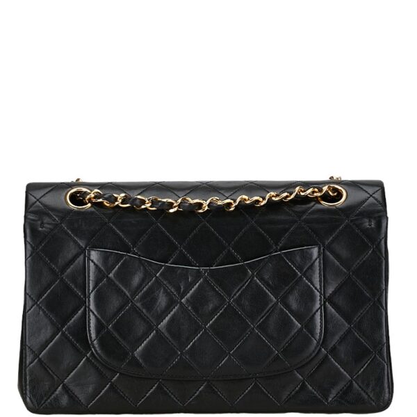 214 58676 3 Chanel Matelasse 25 Coco Mark Double Flap Chain Shoulder Bag Lambskin Black