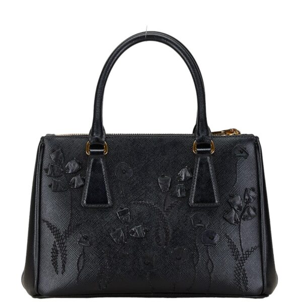 214 61358 4 Prada Saffiano Flower Bouquet 2WAY Shoulder Bag Black