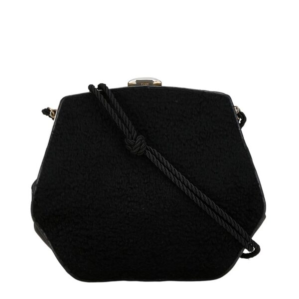 214 61393 1 Fendi Sheepskin Shoulder Bag Black