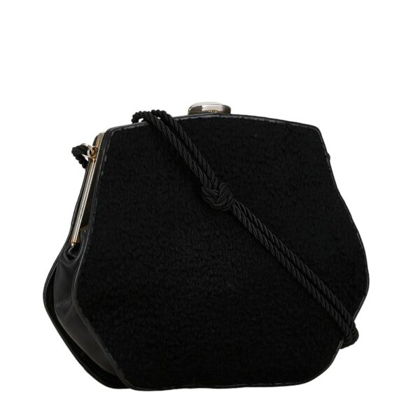 214 61393 2 Fendi Sheepskin Shoulder Bag Black