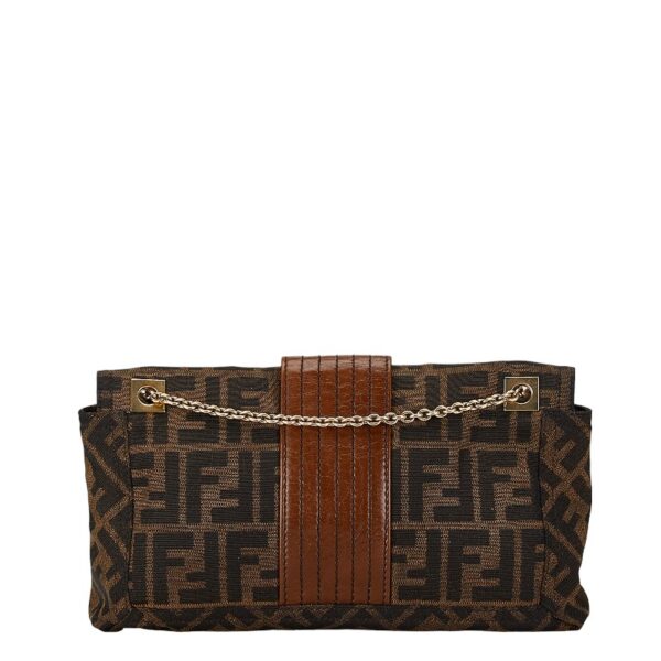 214 66146 3 Fendi Zucca Chain Shoulder Bag Brown