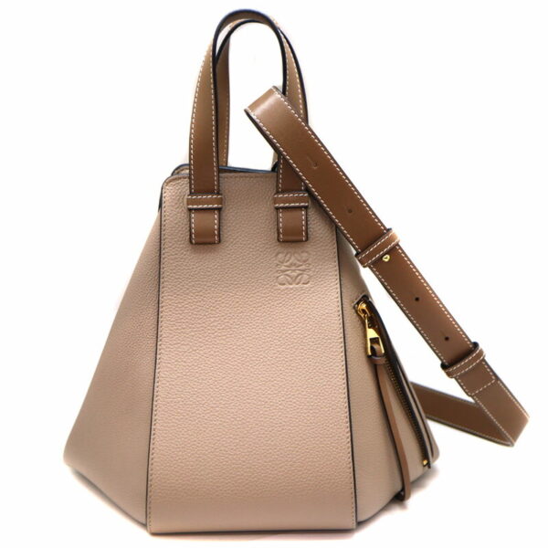 2150 1 Loewe Hammock Small 2WAY Leather Bag Brown Beige