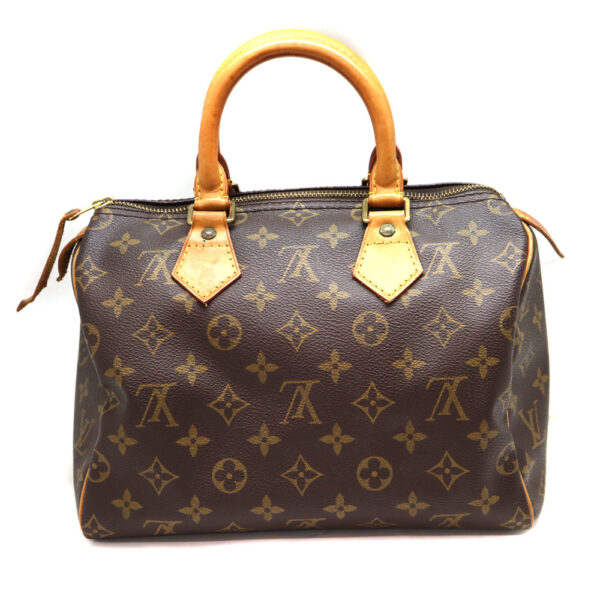 2178 2 Louis Vuitton Speedy 25 Monogram Canvas Handbag Brown