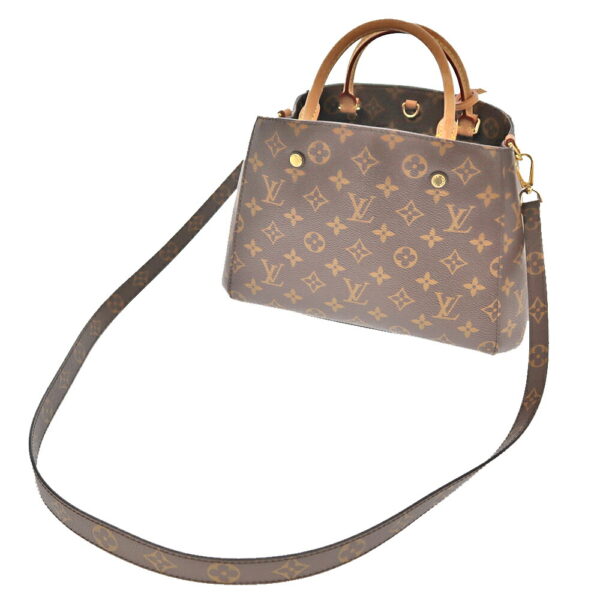 22 1246 2 Louis Vuitton Montaigne MM Handbag Monogram Canvas Brown Purple