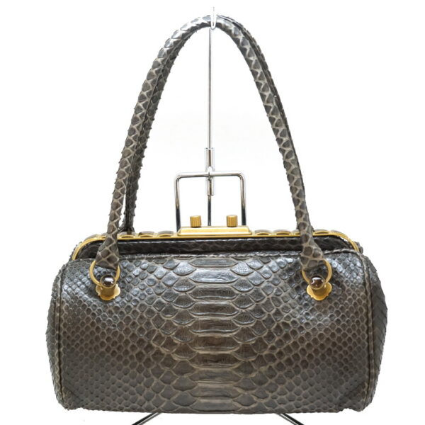 22 1981 Bottega Veneta Python Handbag Snake Leather Black