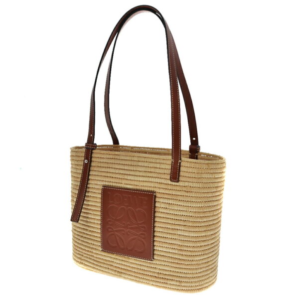 22 2296 1 Loewe Raffia Palm Leaf Handbag Natural Tan Beige