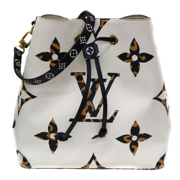 22 2548 2 Louis Vuitton Neo Noe Shoulder Bag Monogram Jungle Yvoir White