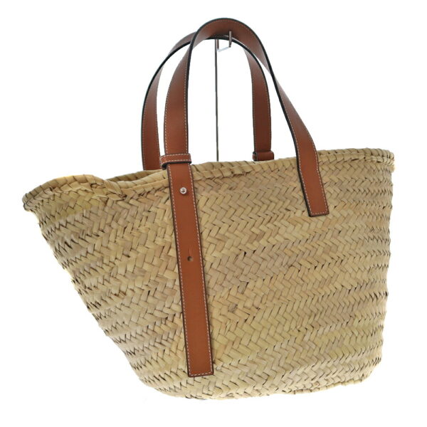 22 2550 2 Loewe Basket Palm Leaf Tote Bag Tan Beige