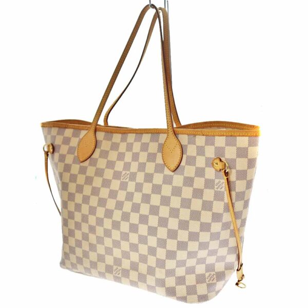 22 4918 2 Louis Vuitton Neverfull MM Tote Bag Damier Azur White Gray