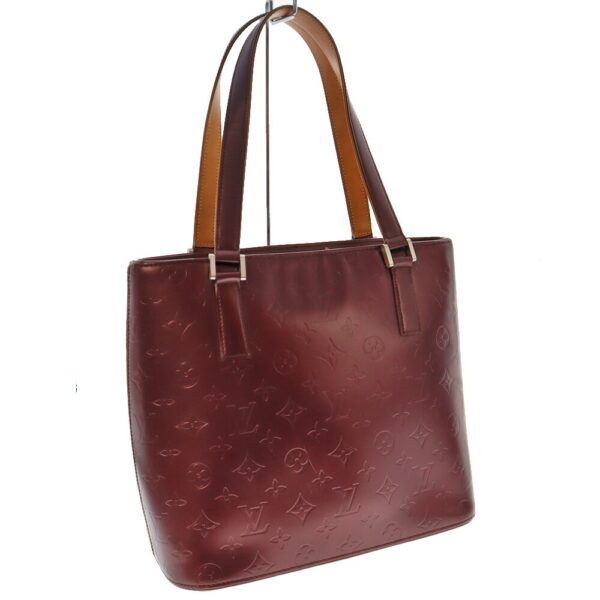 22 5424 1 Louis Vuitton Stockton Tote Bag Leather Monogram Matte Bordeaux