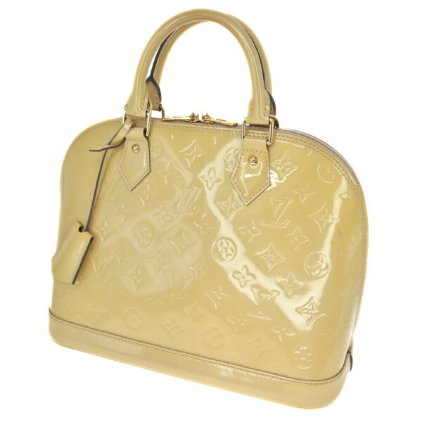 22 6201 Louis Vuitton Alma PM Monogram Vernis Handbag Yellow Beige