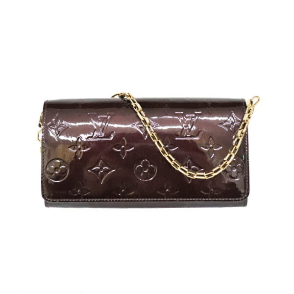 22 7428 1 Louis Vuitton Portefeuille Sara Chain Wallet Vernis Patent Leather Amaranto