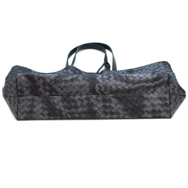 22 7768 1 5 Bottega Veneta Intrecci Illusion Tote Shoulder Bag Nylon Gray Black