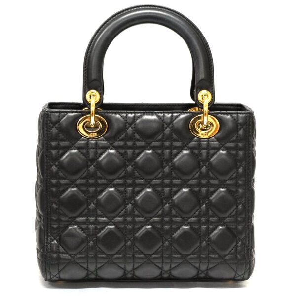 22 7820 2 Dior Lady Dior Handbag Leather Black Hardware