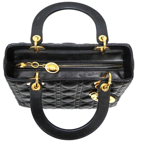 22 7820 7 Dior Lady Dior Handbag Leather Black Hardware