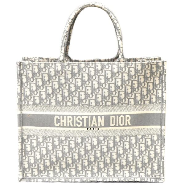 22 8304 1 Christian Dior Book Tote Large Canvas Jacquard Oblique Gray