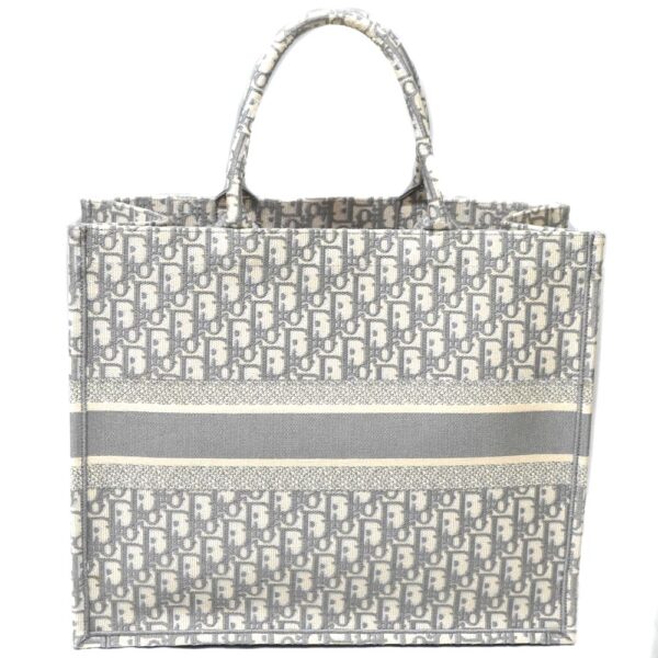 22 8304 2 Christian Dior Book Tote Large Canvas Jacquard Oblique Gray