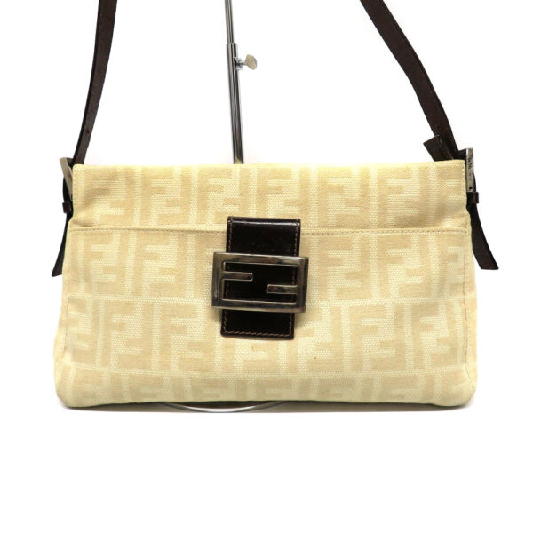 22012071 Fendi Shoulder Bag Canvas Zucca Pattern Beige