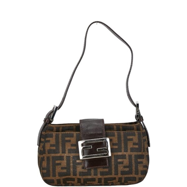 222 57901 1 Fendi Zucca Mini Croissant Shoulder Bag Brown