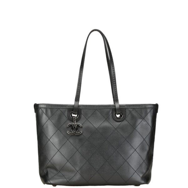 222 58863 1 Chanel Wild Stitch CocoMark On the Tote Shoulder Bag Caviar Black