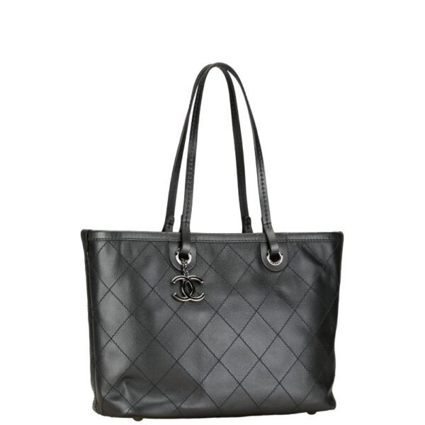 222 58863 2 Chanel Wild Stitch CocoMark On the Tote Shoulder Bag Caviar Black