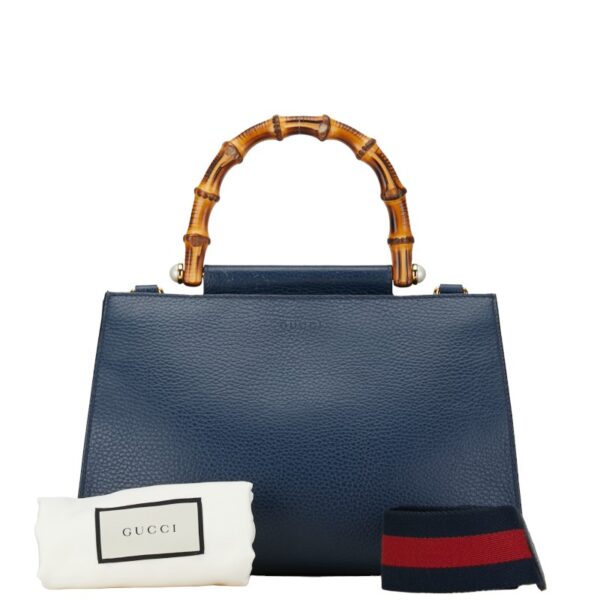 222 58872 1 Gucci Bamboo Nimfair 2WAY Handbag Blue