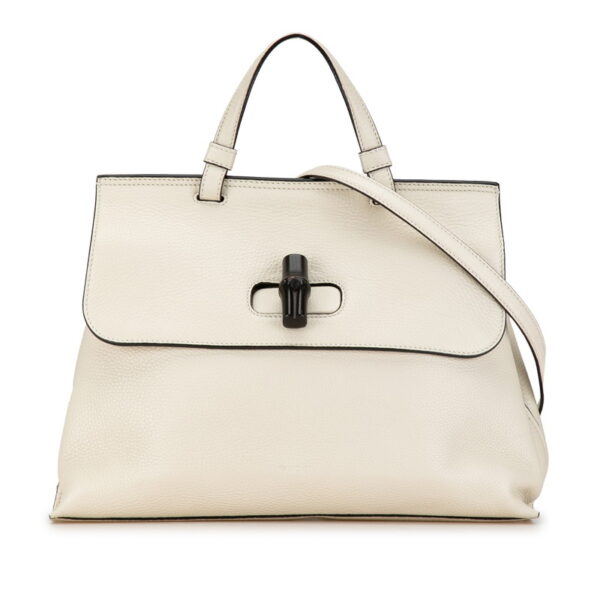 222 59473 2 Gucci Bamboo Daily 2WAY Shoulder Bag White