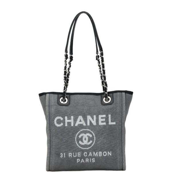 222 59503 1 Chanel Deauville PM Chain Tote Bag Black