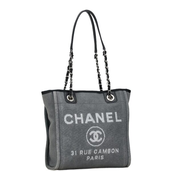 222 59503 2 Chanel Deauville PM Chain Tote Bag Black