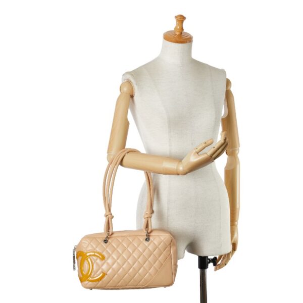 222 59839 9 Chanel Matelasse Cambon Line Tote Bag Beige Yellow